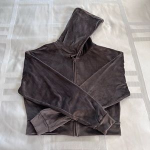 Skims velour brown slightly cropped hoodie